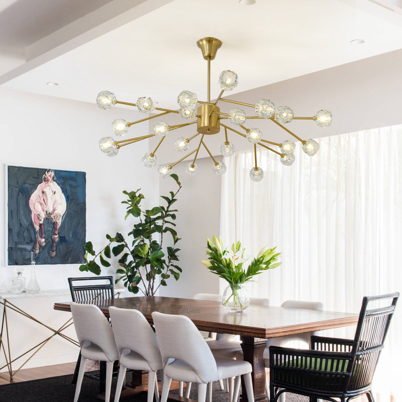 Modern Sputnik Chandelier Crystal Pendant Light, Contemporary Gold Chandeliers Ceiling Light Fixtures For Dining Living Room Bedroom