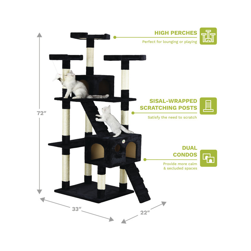 72'' H Cat Tree, Black