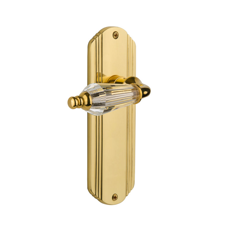Deco Plate Privacy (Bed & Bath) with Parlour Lever, 2.375", Polished Brass