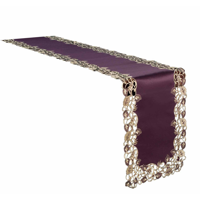 Niya Elegant Table Runner for Dining Room Decor Tarantino Lace Table Runner for Luxurious Table Decor, Plum/Gold