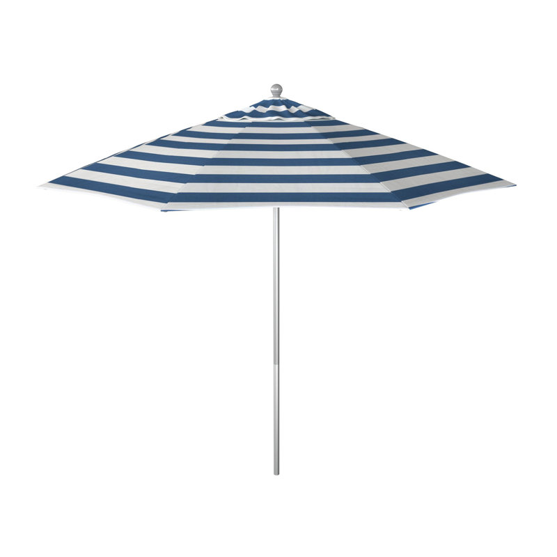Parasol de marché commercial en aluminium Geil, Sunbrella® régate Cabana, Argent anodisé