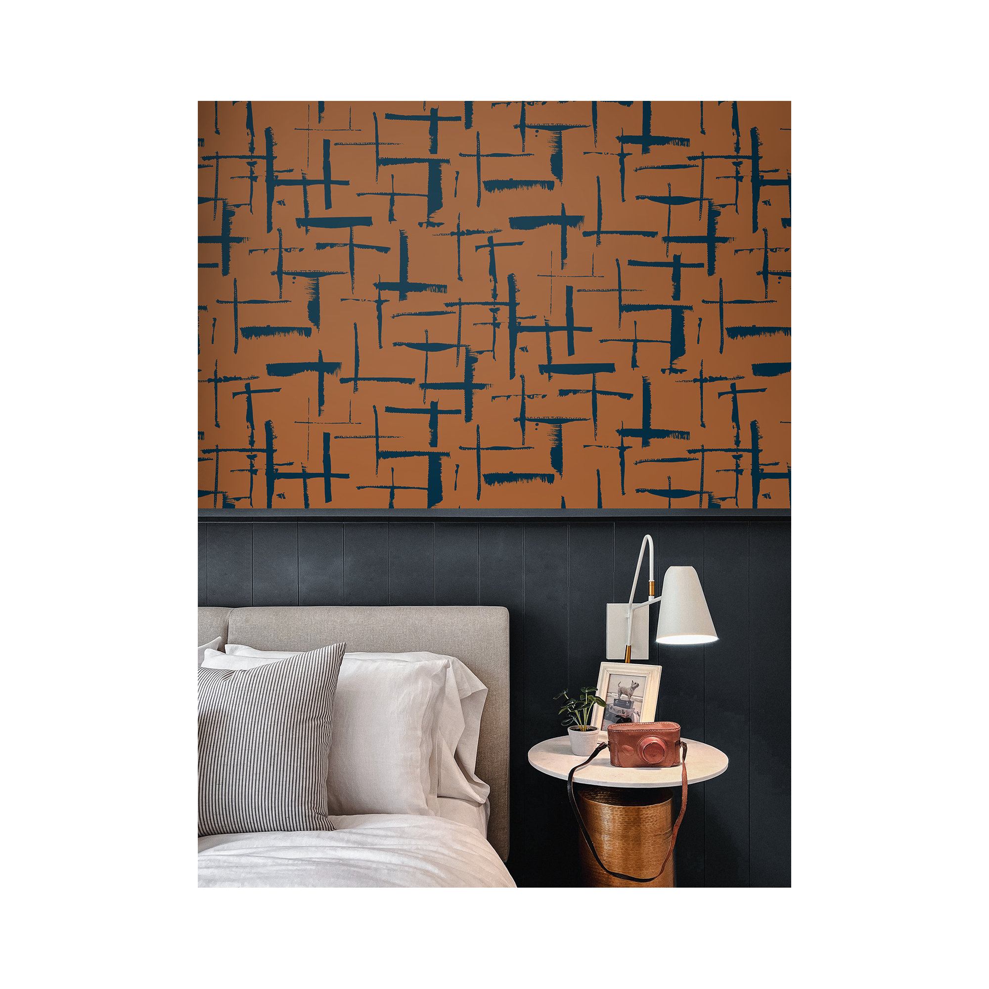 Niseko Modern Abstract Wallpaper, Burnt Orange