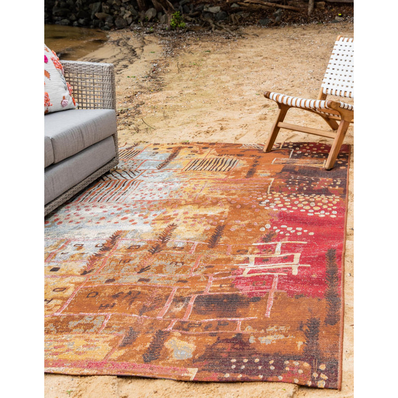 Dimond Washable Abstract Indoor / Outdoor Rug, Rectangle 5'3" x 8'