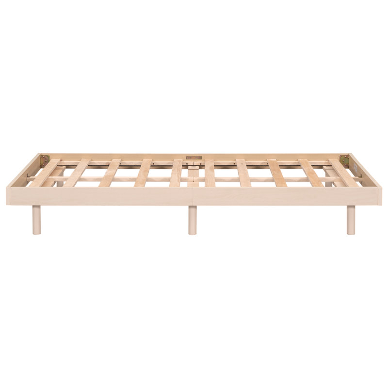 Modern Design Floating Platform Bed Frame, White Washed