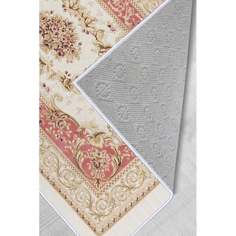 Tapis tissé élégant (4 x 6 pieds), 100% polyester, d'une hauteur de poils de 0,3 po | Pois antibactérien antidérapant en PVC | Lavable à la machine, impression numérique en 3D | Parfait pour le salon, la chambre à coucher et le bureau