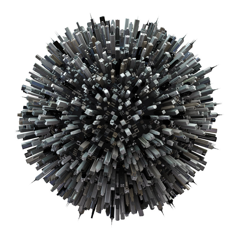 Giant City Planet by Grandeduc - Wrapped Canvas Print, 30cm H x 30cm W