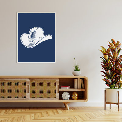 Navy Blue Cowboy Hat by Jolly and Dash Framed Canvas Wall Art Print