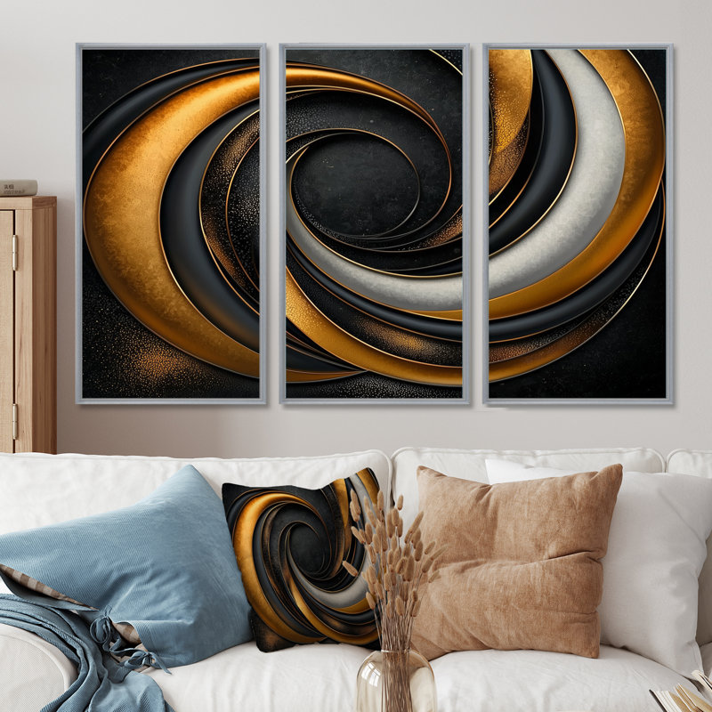«Celestial Alignment Of Abstract II», ensemble d'art mural abstrait géométrique, Reproduction avec cadre flottant