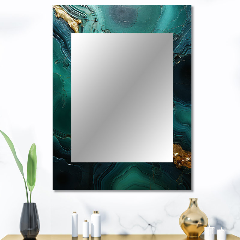 Spiritual Stone Malachite Renewal - miroir décoratif en géode de pierre, miroir mural traditionnel, impression d'art en métal
