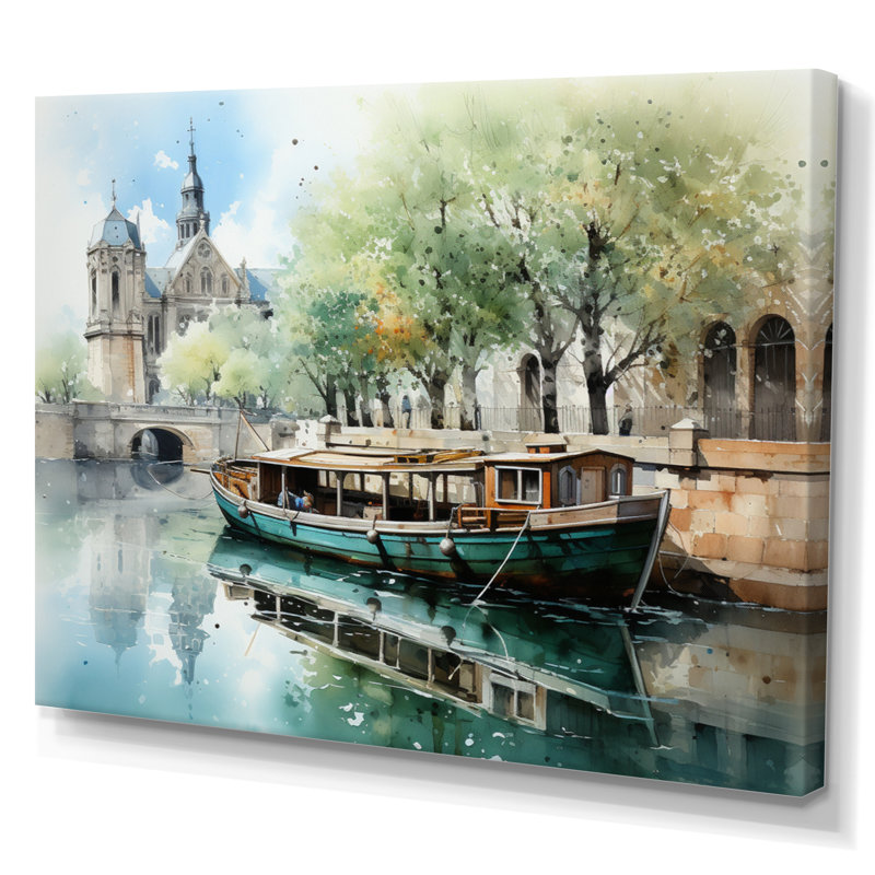 Paris Canal Saintmartin Reflections II - Cityscapes Canvas Prints, H 16 po x l 32 po x P 1 po, Toile tendue