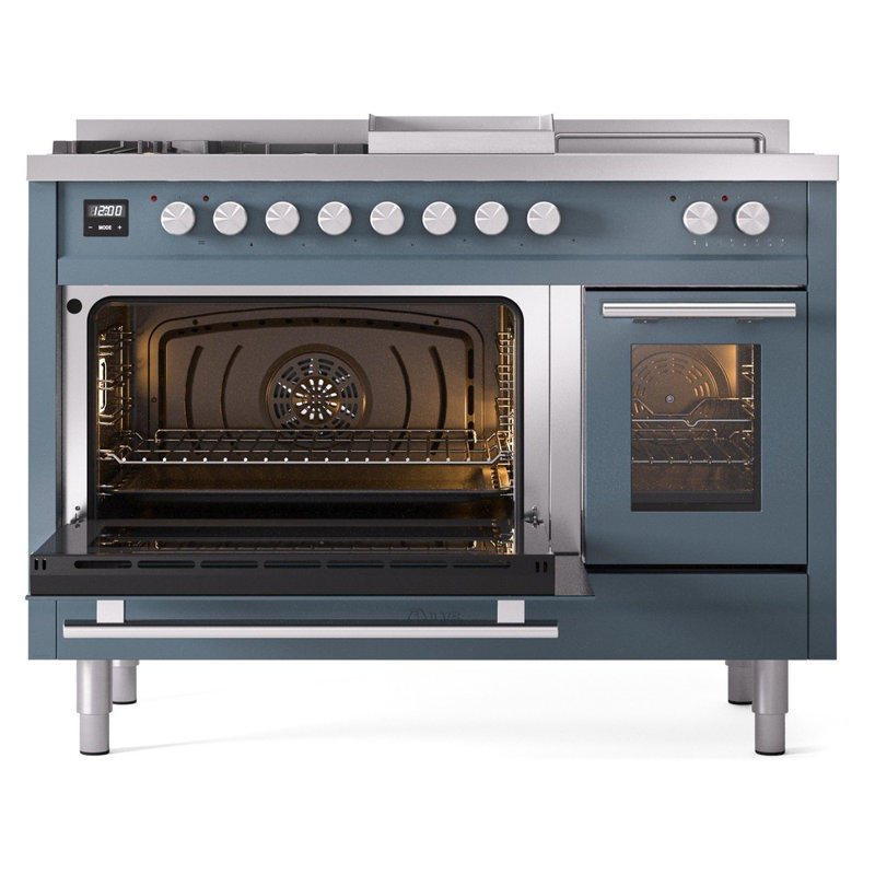 ILVE ProfessionalPlus II 48 Dual Fuel Range, knobs, Blue /Gray, Liquid Propane