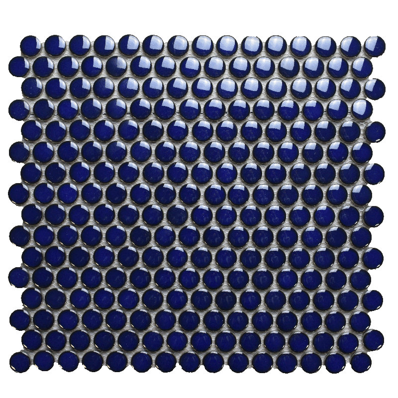 Glossy Penny Round Mosaic Tile – 12x12 Wall & Floor, Cobalt