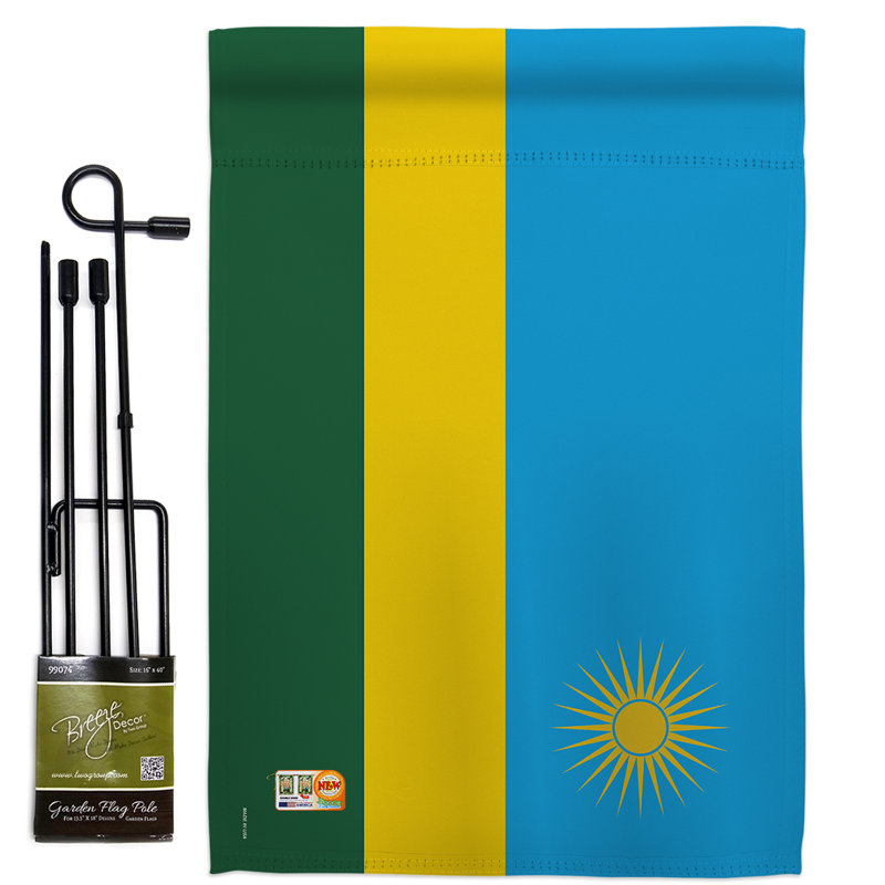 Polyester 2 côtés 18,5 x 13 po rwanda ensemble de drapeau
