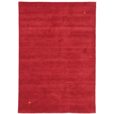 Handwoven Wool Gabbeh Uni Red Rug