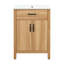 Meuble-lavabo de salle de bain avec structure en bois massif, tiroir rabattable, portes à fermeture en douceur, tablette réglable et lavabo moderne pour un rangement polyvalent-322199653
