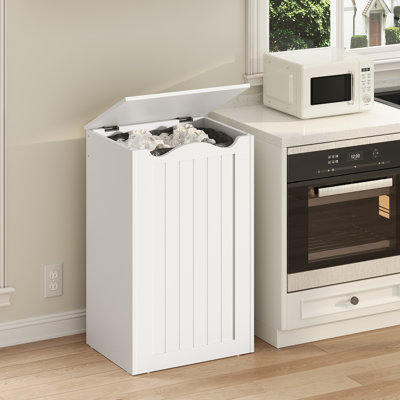 Trash Can Cabinet, Hidden Kitchen Garbage Can with Lid, Wooden Recycling Trash Bin Cabinet for Kitchen, No Inner Bin Needed