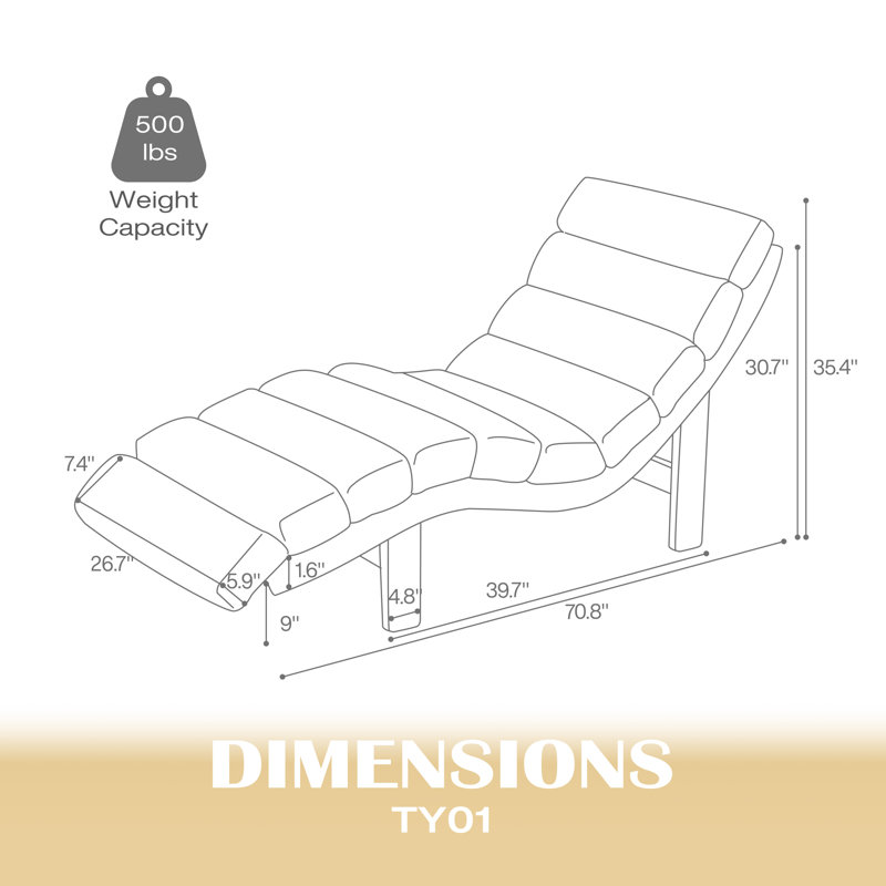 Chaise longue rembourrée en velours côtelé, Beige