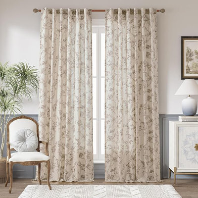 Paire de rideaux en lin mélangés à motif floral pour salon