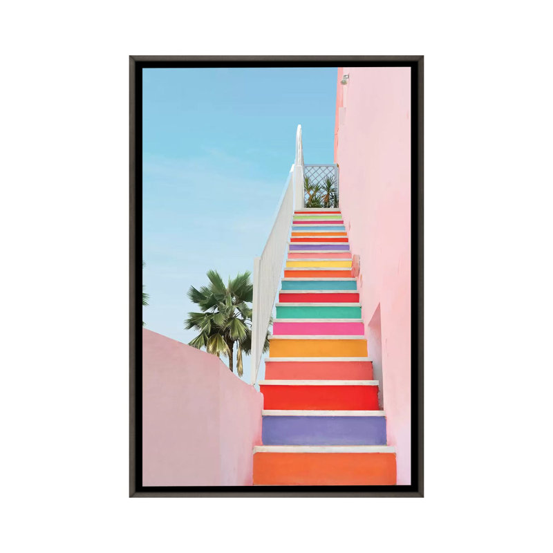 Arc-en-ciel par Erin Summer-reproduction de photo, Toile encadrée de bois rustique foncé, Pas de tapis