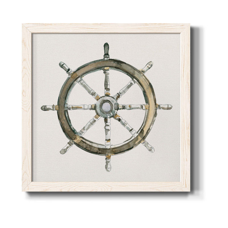 To At Helm I - Toile encadrée de qualité supérieure - prête à être accrochée, H 17 po x l 17 po x P 1,5 po, Blanc