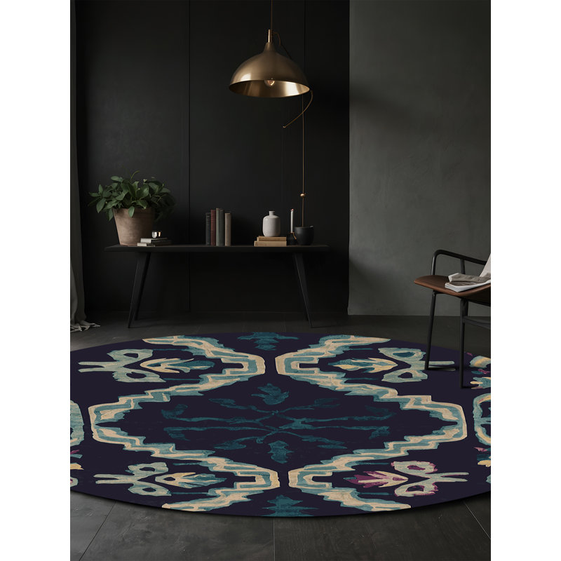 Machine Washable Purple Area Rug, Round 3'