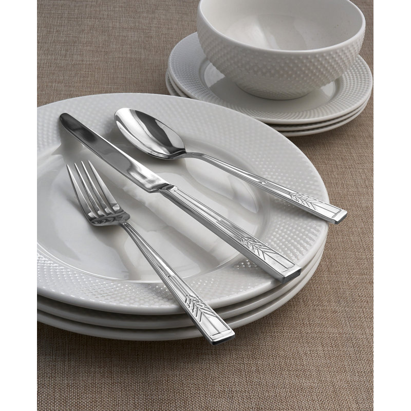 Frank Lloyd Wright Tree Of Life 20 Piece Flatware Set, Service For 4, Black