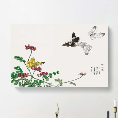 Butterflies & Pink Flowers by Morimoto Toko - Wrapped Canvas