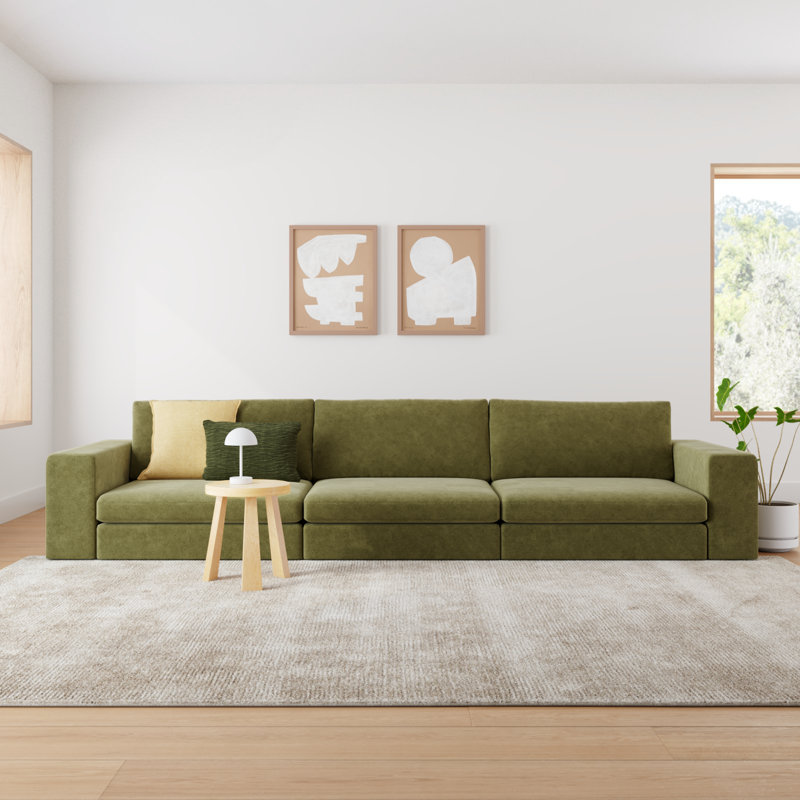 Ojai 140" Upholstered Sofa, Olive Green