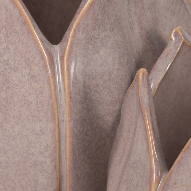 Set of 2 Stoneware Ceramic Planters with Sculpted Decorative Design - Durable and Stylish, Purple, 7" H x 8" W x 8" D