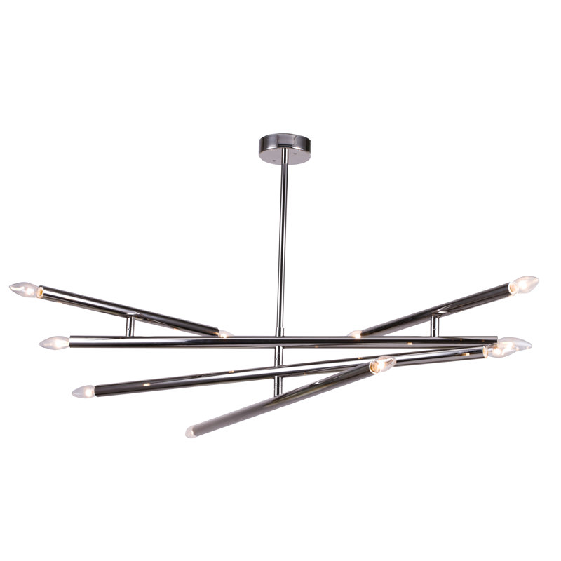 Lustre en forme de tige 10 lumières nickel brillant, Nickel