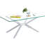 Table basse rectangulaire en verre trempé transparent de 101,6 cm (40,02 po), de haute qualité, avec pattes en métal argenté. Parfait pour les espaces de travail de bureau. Facile à nettoyer et au design performant.