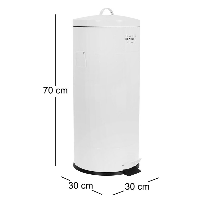 Retro Steel Step On Kitchen Trash Can - 30L, Cream
