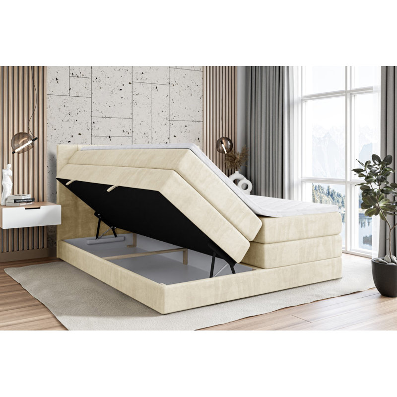 Brixon Pocket Spring Mattress Divan Bed Set, Beige, 120cm W x 200cm D