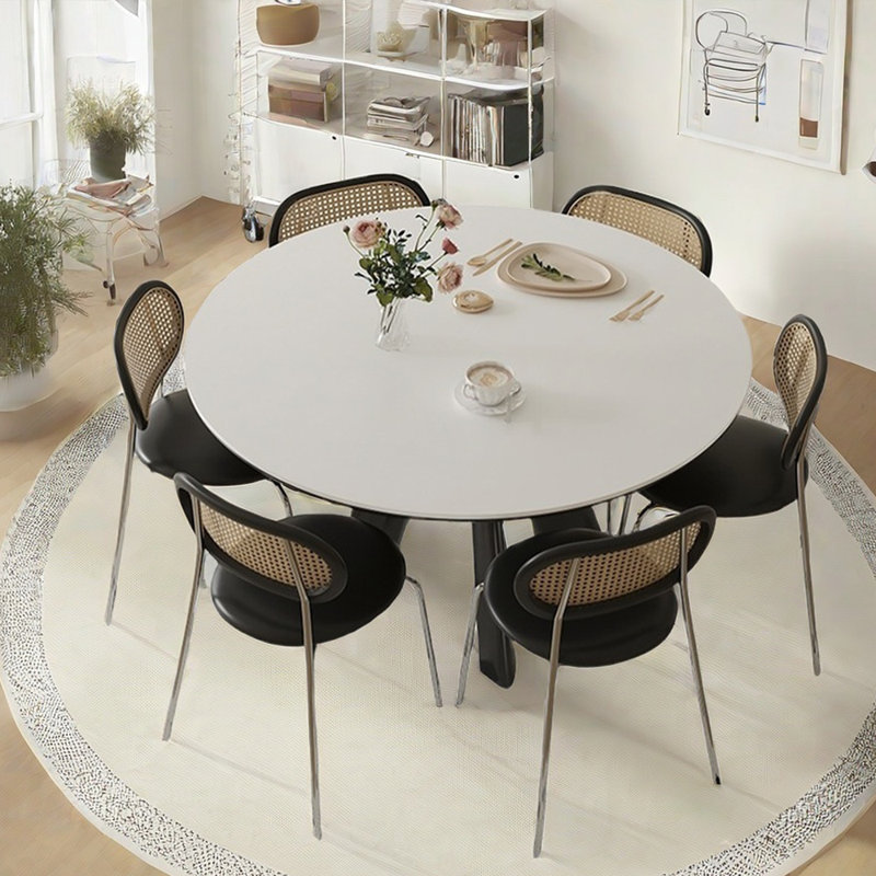 French style simple round table sets, 29.53"H x 47.24"L x 47.24"W