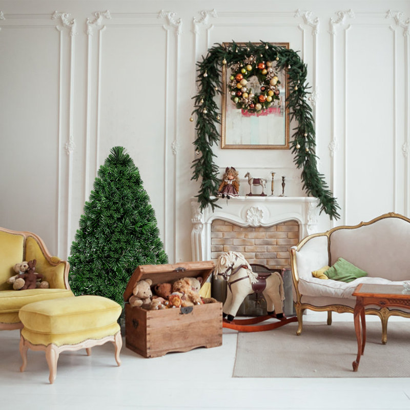 Arbre de Noël pin vert 36 po avec lumières à fibre optique