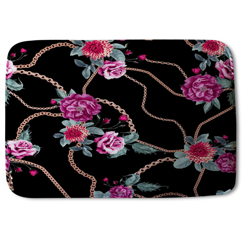 Aivry Non-Slip Bath Rug, Floral 1