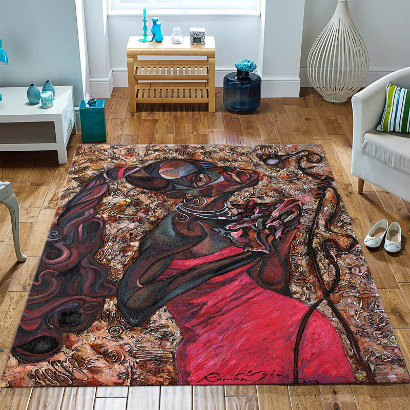 Printed Goblen Fabric Rug Showcasing a Stunning Mix of Floral and Geometric Patterns Ideal for Elevating the Aesthetic Appeal of Your Living Spaces