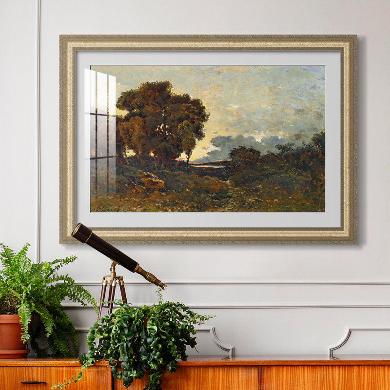Coucher de soleil sur l'Allier (Soleil couchant sur l'Allier), 1904-Henri Harpignies-Fustom Framed Print, 24x34 INNER SIZE