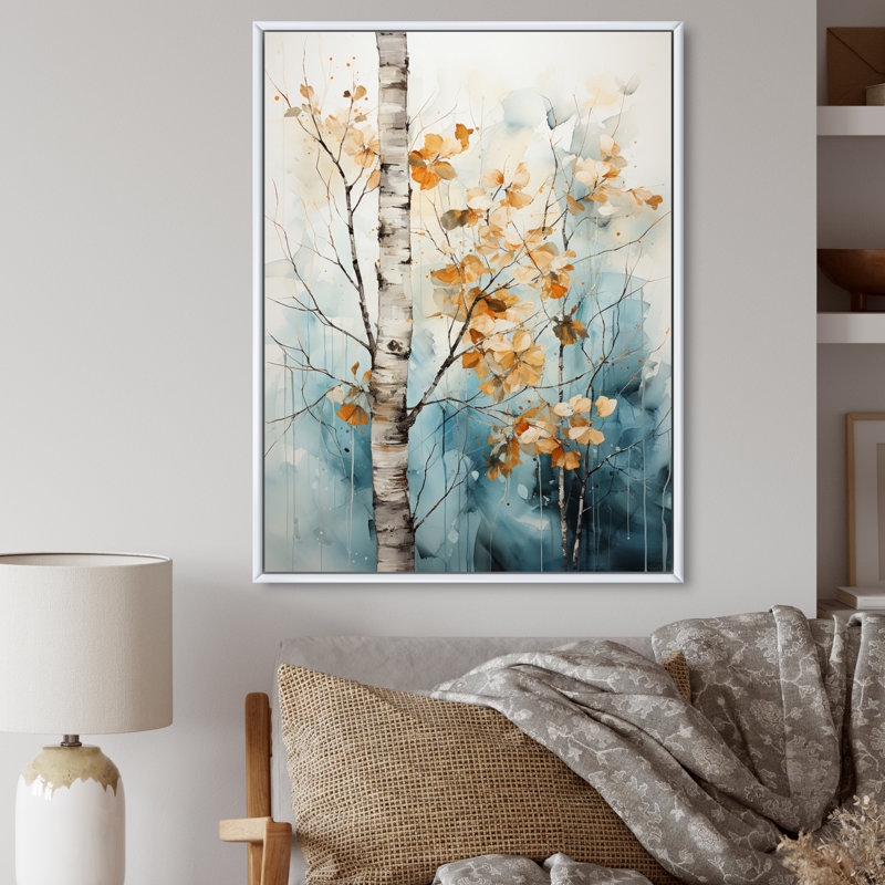 Birch Woods Whispering Winds VII - impressions murales florales, H 20 po x l 12 po x P 1 po, Cadre flottant blanc