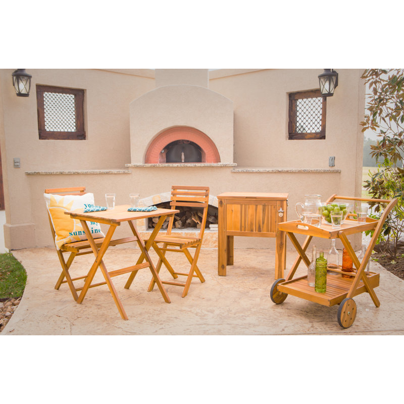 Borica 2 - Person Acacia Wood Patio Dining Set with Square Table