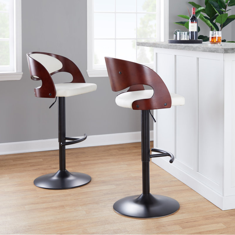 Tabouret Arabelle, Blanc, Noir / Acajou