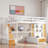Loft Bed With Desk, Shelves, 2 Built-in Drawers And Storage Staircase-1091582375