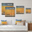 Jaune et bleu, ordre linéaire zen - Minimalisme, art mural sur bois de pin naturel-675521000