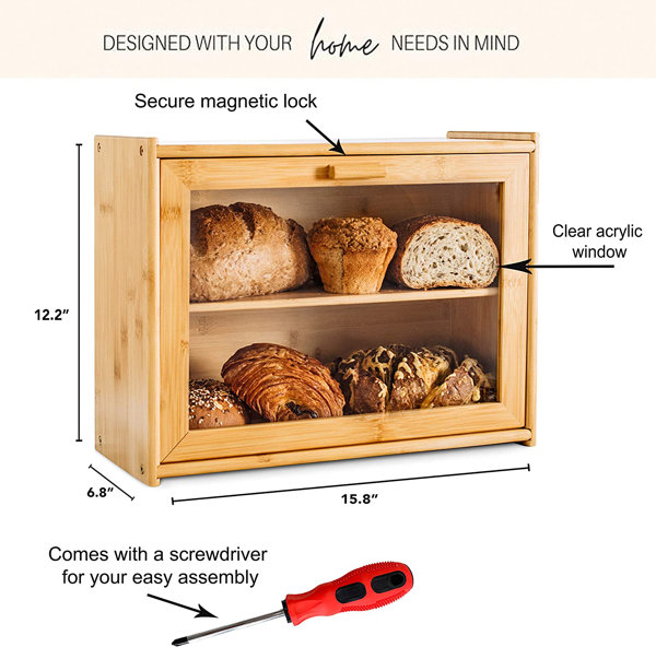 Foundry Select Bamboo Corner Bread Box With Shelf & Reviews