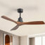 Ventilateur de plafond classique à 3 pales en bois massif 52 po avec télécommande et sans lumières Sofucor Kemp, noir et brun