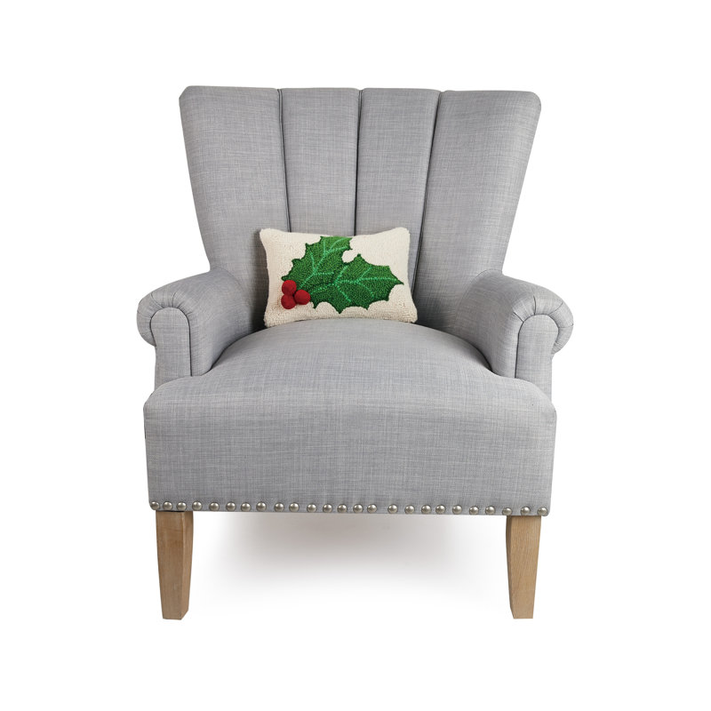 Festive Holly Velvet Wool Christmas Throw Pillow