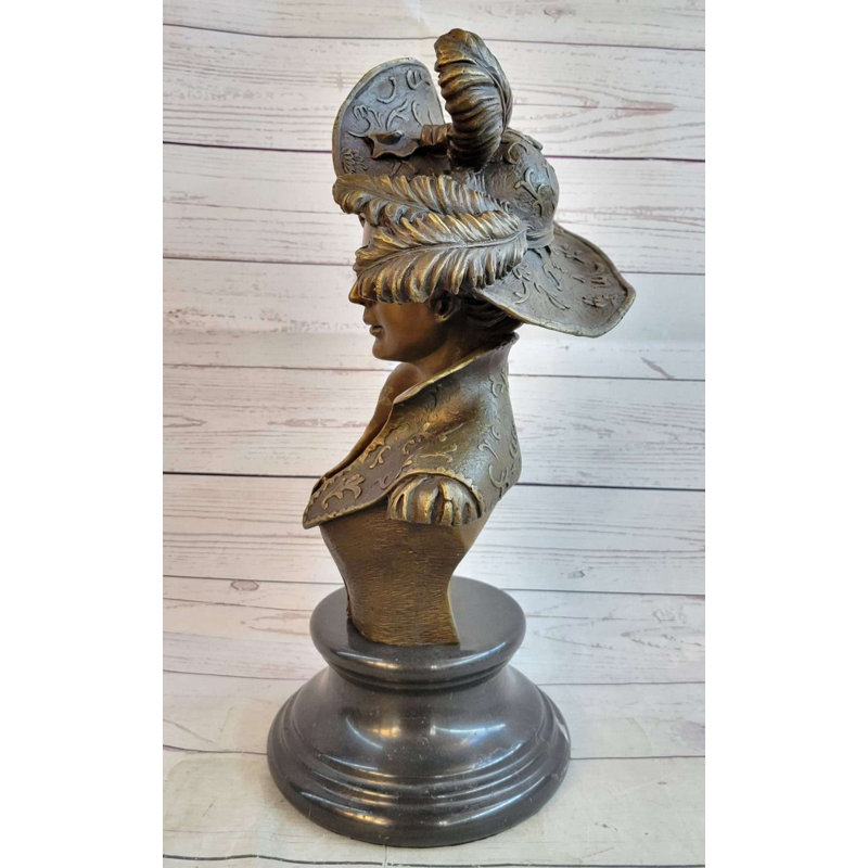 Victorian Bronze Bust Sculpture with Marble Base