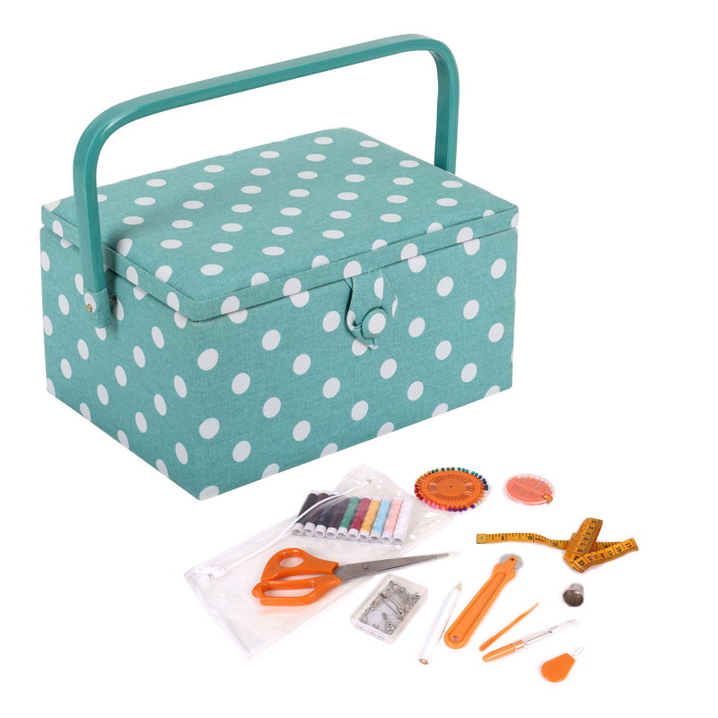 Hobby Gift Sewing Box with 94 Piece Kit Included, Teal