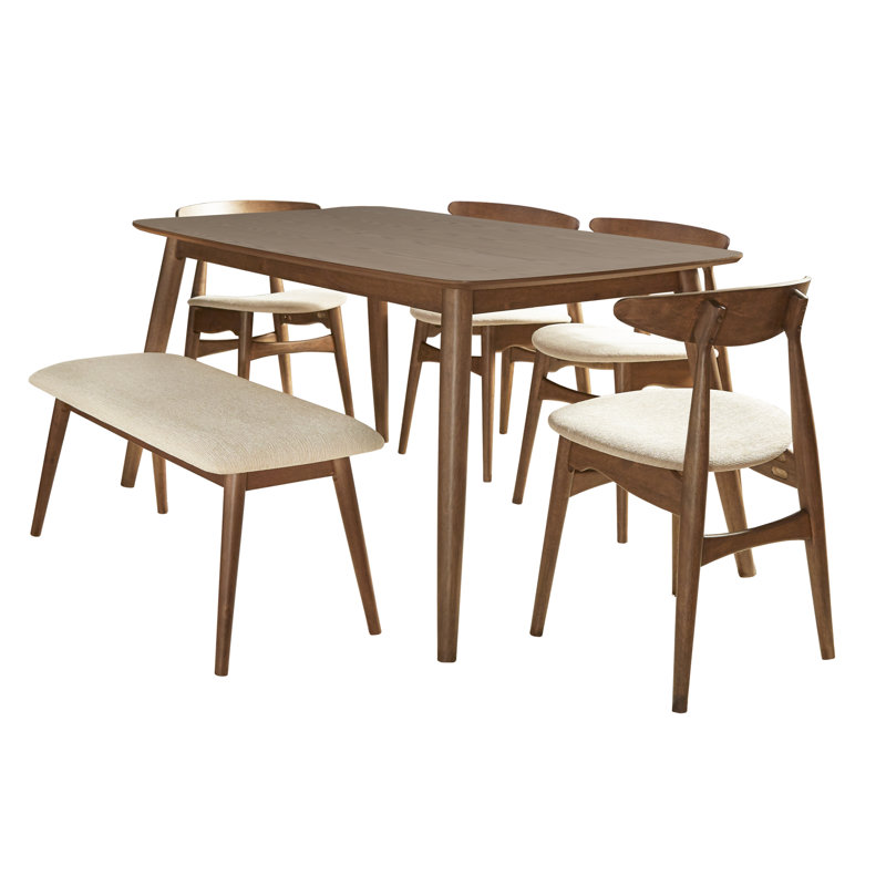 Ensemble de salle à manger rectangulaire avec chaises rembourrées 6 pièces Gallman, 29.33"H x 35.44"L x 63"W
