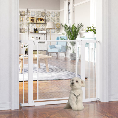 Pressure Fit Safety Gate for Doors Dog Gate with Auto Close 75-103 cm - White